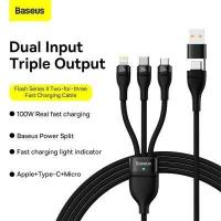 ราคา Baseus 3 In 1 Fast Charging สาย USB C สำหรับ iPhone 11 XR 8 PD 100W Type C สายชาร์จสำหรับ Xiaomi 5A USB Micro Type C สาย Fast Charge สายไฟ (15692882469)