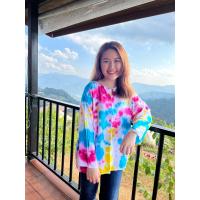 ราคา เสื้อมัดย้อมดุม2 เม็ดแขนยาว มัดย้อมaumboonอก44 ยาว28 (11830651296)