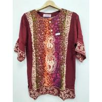 ราคา เสื้ออินโดแท้ ผ้าบาติกสีสดใสไซส์ L คอกลมแขนสั้นรอบอก40 42 (14748123173)