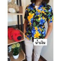 ราคา เสื้อสงกรานต์ 5ลายดอกผู้หญิงผ้าเนื้อดี ลีลาวดีพื้นดำ (7505219014)