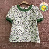 ราคา เสื้อแขนสั้นผู้หญิง เสื้อคอกลมแขนตุ๊กตา เสื้อสาวอวบ แฟชั่นเสื้อลายดอกไม้ พร้อมส่ง (17136642969)