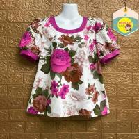 ราคา เสื้อแขนสั้นผู้หญิง เสื้อคอกลมแขนตุ๊กตา แฟชั่นเสื้อสาวอวบใส่ได้ ลายดอกกุหลาบสีชมพู Monday Lady พร้อมส่ง (16874701281)