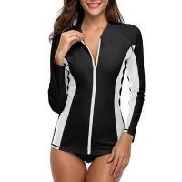 ราคา Charmo แฟชั่นสำหรับผู้หญิง Cozy ซิปเสื้อแขนยาวชุดว่ายน้ำ Rashguard เสื้อลายโต้คลื่น Rash Guard ซิป UPF50 เสื้อขี่จักรยานเสื้อชุดว่ายน้ำ (17837959143)
