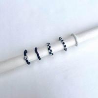 ราคา พร้อมส่ง แหวนลูกปัด แหวนเกาหลี แหวนลายตาราง โทนสีขาวดำ (18061507136)