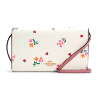 ราคา กระเป๋าสะพาย Coach แท้ รุ่นใหม่ Coated canvas ลายดอกไม้ น่ารักมาก สายหนังแท้ ถอดสายเป็น clutch ได้ COACH C7657 ANNA FOLDOVER CLUTCH CROSSBODY WITH HEART PETAL PRINT CHALK MULTI (13314962059)