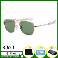 ราคา 100 Original 4 In 1 Likai4 2021 AOสไตล์Vintageแว่นตากันแดดผู้ชายแบรนด์หรูUV400แว่นกันแดดโพลาไรซ์ขับรถแก้ว (6631996310)