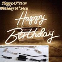 ราคา ป้ายไฟตกแต่งงานวันเกิด ป้ายสุขสันต์วันเกิด ป้ายไฟ ป้ายไฟวันเกิด ป้ายHappy Birthday Warm White Integrative Neon Sign for Any Age Happy 45 21cm Birthday 61 24 (8853748135)