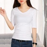 ราคา เสื้อแขนระดับศอกผ้าโมดัลสีดำเสื้อตัวในแขนสามส่วนผู้หญิงเสื้อยืดแขนห้าส่วนผู้หญิงแบบใหม่ฤดูใบไม้ผลิและฤดูใบไม้ร่วงปี2023 (11696076355)