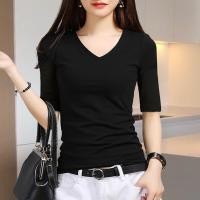 ราคา เสื้อแขนระดับศอกผ้าโมดัลสีดำเสื้อตัวในแขนสามส่วนผู้หญิงเสื้อยืดแขนห้าส่วนผู้หญิงแบบใหม่ฤดูใบไม้ผลิและฤดูใบไม้ร่วงปี2023 (11696076331)
