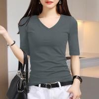 ราคา เสื้อแขนระดับศอกผ้าโมดัลสีดำเสื้อตัวในแขนสามส่วนผู้หญิงเสื้อยืดแขนห้าส่วนผู้หญิงแบบใหม่ฤดูใบไม้ผลิและฤดูใบไม้ร่วงปี2023 (11696076337)