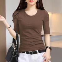ราคา เสื้อแขนระดับศอกผ้าโมดัลสีดำเสื้อตัวในแขนสามส่วนผู้หญิงเสื้อยืดแขนห้าส่วนผู้หญิงแบบใหม่ฤดูใบไม้ผลิและฤดูใบไม้ร่วงปี2023 (11696076381)