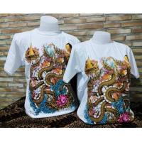 ราคา เสื้อยืด ลายพญานาค เสื้อยืดคอกลม สีขาว ลายพญานาค เสื้อคอกลม เสื้อยืด เสื้อผ้าผู้ชาย ผู้หญิง ลายไทย พญานาค ผ้าคอตตอน 100 (12265246144)