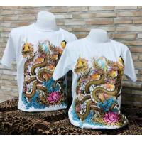 ราคา เสื้อยืด ลายพญานาค เสื้อยืดคอกลม สีขาว ลายพญานาค เสื้อคอกลม เสื้อยืด เสื้อผ้าผู้ชาย ผู้หญิง ลายไทย พญานาค ผ้าคอตตอน 100 (12265246143)