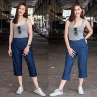 ราคา กางเกงขากระบอกใหญ่ 5 ส่วนผ้ายีนส์ฟอก มีซิปข้าง กางเกงขากระบอก 5 ส่วนหญิง กางเกงขา5ส่วนผ้ายีนส์ฟอกขากระบอกใหญ่ กางเกงขากระบอก 5 ส่วน (5931534085)