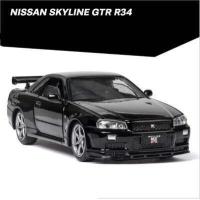 ราคา 1 32 NISSAN SKYLINE GTR R34โมเดลรถของเล่น โมเดลรถสะสมมีเสียงและไฟดึงถอยเพื่อปล่องวิ่ง (10788663402)