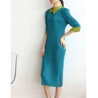 ราคา Miyake ชุดเดรสอัดพลีทคอปกแขนสามส่วน สไตล์เกาหลี (9957662018)