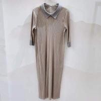 ราคา Miyake ชุดเดรสอัดพลีทคอปกแขนสามส่วน สไตล์เกาหลี (15332633643)