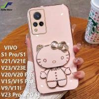 ราคา เคสโทรศัพท์มือถือลายคิตตี้เคสโทรศัพท์สำหรับ VIVO S1 Pro V20 Pro V23 Pro V23E V20 V21 V21E V23 S1 V9 V11i V15 V15 Pro ตุ๊กตาน่ารักชุบโครเมี่ยมสุดหรูกระจกแต่งห (16998393859)