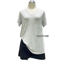 ราคา 081 เสื้อยืดเรย่อน คอวี อก 36 46 สีพื้น มีกระเป๋า สาวอวบใส่ได้ ผ้านุ่มใส่สบาย (17287357611)