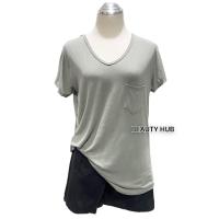 ราคา 081 เสื้อยืดเรย่อน คอวี อก 36 46 สีพื้น มีกระเป๋า สาวอวบใส่ได้ ผ้านุ่มใส่สบาย (17287357618)