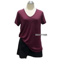 ราคา 081 เสื้อยืดเรย่อน คอวี อก 36 46 สีพื้น มีกระเป๋า สาวอวบใส่ได้ ผ้านุ่มใส่สบาย (17287357616)