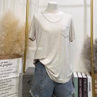 ราคา 081 เสื้อยืดเรย่อน คอวี อก 36 46 สีพื้น มีกระเป๋า สาวอวบใส่ได้ ผ้านุ่มใส่สบาย (18662667359)