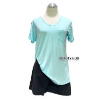ราคา 081 เสื้อยืดเรย่อน คอวี อก 36 46 สีพื้น มีกระเป๋า สาวอวบใส่ได้ ผ้านุ่มใส่สบาย (17287357615)