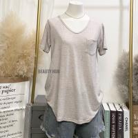 ราคา 081 เสื้อยืดเรย่อน คอวี อก 36 46 สีพื้น มีกระเป๋า สาวอวบใส่ได้ ผ้านุ่มใส่สบาย (18662667344)