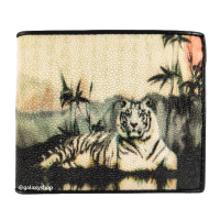 ราคา กระเป๋าเงินกระเป๋าสตางค์หนังปลากระเบนแท้ผู้ชาย 2 พับสั้น ลายเสือซีตาร์ เสือโคร่ง คุณภาพดี มีความทนทาน หนังแท้ 100 (7701822771)