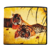 ราคา กระเป๋าเงินกระเป๋าสตางค์หนังปลากระเบนแท้ผู้ชาย 2 พับสั้น ลายเสือซีตาร์ เสือโคร่ง คุณภาพดี มีความทนทาน หนังแท้ 100 (7700966781)