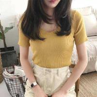 ราคา Kaykai Shop พร้อมส่ง เสื้อคอวี เสื้อยืดคอวีสีพื้น เสื้อยืดผู้หญิง 9966 (3776908541)