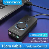 ราคา Vention อะแดปเตอร์การ์ดเสียง External Sound Card USB to 3 5 Jack USB หูฟัง อะแดปเตอร์ Suport Audio for Laptop USB Sound Card ซาวการ์ดเสียง เครื่องเปลี่ยนเสียง (8383145475)