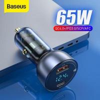 ราคา Baseus 65W USBที่ชาร์จแบตในรถQuick Charge 4 0 3 0 QC4 0 QC3 0ประเภทC PD Fastรถชาร์จที่ชาร์จสำหรับไอโฟน11 Pro Max Xiaomiโทรศัพท์มือถือ (2569826328)