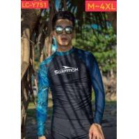 ราคา เสื้อว่ายน้ำชาย เสื้อว่ายน้ำแขนยาว ถูกและดี ผ้ากันยูวี สินค้าพร้อมส่ง ใส่แล้วอย่างเท่ห์ L XL 2XL 3XL Pollyyshop (18211521658)