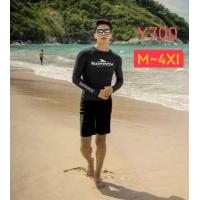 ราคา เสื้อว่ายน้ำชาย เสื้อว่ายน้ำแขนยาว ถูกและดี ผ้ากันยูวี สินค้าพร้อมส่ง ใส่แล้วอย่างเท่ห์ L XL 2XL 3XL Pollyyshop (18705915015)