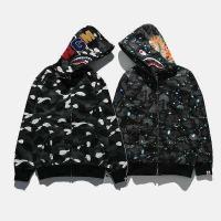 ราคา BAPE Hoodies เสื้อ GLOW in Dark SHARK หัวเย็บ Camouflage Zipper เสื้อกันหนาวเสื้อผ้า (415313142)