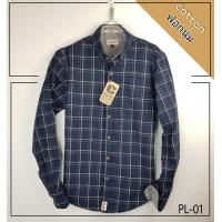 ราคา Capture Shirt เสื้อเชิ้ตผู้ชายแขนยาว คอปก ผ้า Cotton ฟอกนุ่ม ลายสก็อตตาใหญ่ สีกรม มีถึงอก 48 นิ้ว (5601394629)