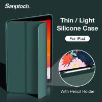 ราคา Sanptochสมาร์ทหนังPUเคสสำหรับไอแพดAir 3 10 5 10 2 2019พร้อมที่ใส่ดินสอสำหรับiPad Pro 11 12 9 2020 9 7 2018ซิลิโคนอ่อนนุ่มเคสป้องกัน (5105342836)