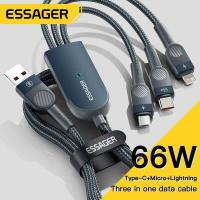 ราคา Essager PD 66W 3 In 1 Micro USB Type C Lightning Cable สำหรับ iPhone Samsung Xiaomi Huawei OPPO VIVO Multi Charger Fast Charging สาย USB Type C (15490906167)