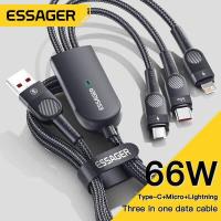 ราคา Essager PD 66W 3 In 1 Micro USB Type C Lightning Cable สำหรับ iPhone Samsung Xiaomi Huawei OPPO VIVO Multi Charger Fast Charging สาย USB Type C (15490906166)