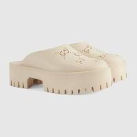 ราคา New ถูกสุดๆ GUCCI Made in Italy Hollow GG Rubber Material Ladies Hollow G Platform Sandals (18138003201)