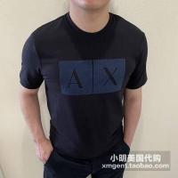 ราคา Armani Exchange Armani AX AX เสื้อยืดลำลองผ้ายืด เสื้อคอคลมแขนสั้นโลโก้ฤดูร้อน (17078135585)