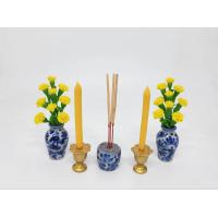ราคา เซตธูปเทียน แจกันดอกบัว ขนาดความสูง 3 นิ้ว ชุดบูชาหิ้งพระ ชุดบูชาหน้าพระ (19097723480)