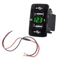 ราคา DC 12V 24V Dual USB ช่องเสียบสายชาร์จรถ LED Voltmeter Power Adapter สำหรับ HONDA (7369524242)