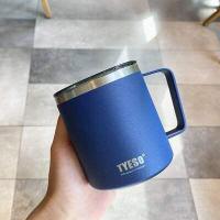 ราคา แก้วน้ำ แก้วกาแฟ TYESOS แก้วมีหูจับ แก้วน้ำเก็บอุณหภูมิร้อน เย็น ขนาด400ml แก้วยกดื่มมีฝาปิดแบบสไลด์ (16629370916)