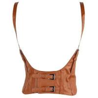 ราคา ผู้หญิง Vintage Gothic Faux หนัง Underbust Corset Crop Top สีทึบปรับเสื้อกั๊กเข็มขัดเอว Double Buckle Cincher (16778888922)