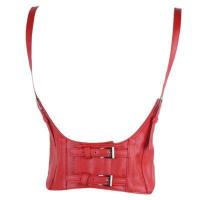 ราคา ผู้หญิง Vintage Gothic Faux หนัง Underbust Corset Crop Top สีทึบปรับเสื้อกั๊กเข็มขัดเอว Double Buckle Cincher (16778888923)