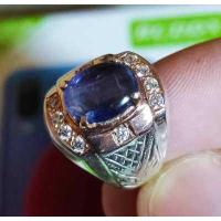 ราคา แหวนไพลิน ล้อมเพชร แหวนเงินแท้ 92 5 สองกษัตริย์ ประดับ พลอยไพลินแท้ แหวนชาย New (8993588525)