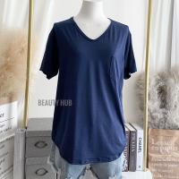 ราคา 081 เสื้อยืดเรย่อน คอวี อก 36 46 สีพื้น มีกระเป๋า สาวอวบใส่ได้ ผ้านุ่มใส่สบาย (19216226527)