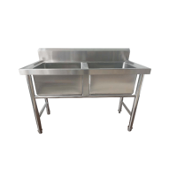 ราคา GHBathroom Mall CROWN อ่างล้างจานภัตตาคารพร้อมขาตั้ง 2 หลุมไม่มีที่พัก S030 SKLGC ร้านค้าเเนะนำ (19404093320)